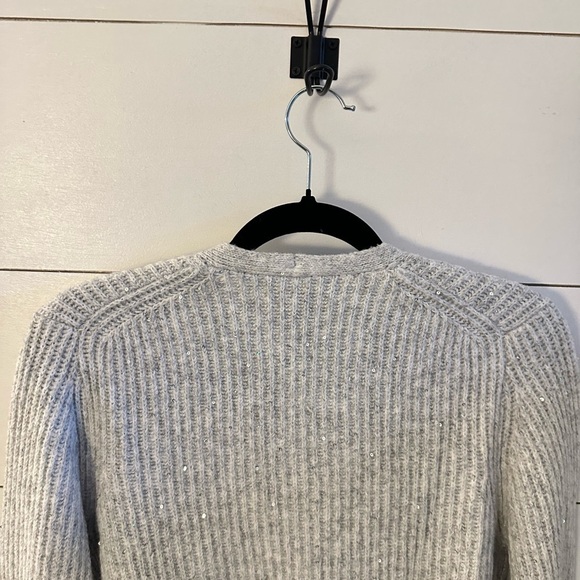 NWT SP MICHAEL STARS Laurel grey sparkle detail woman surplice Wrap rib sweater - Picture 14 of 16